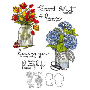 Stunning Vase of Flowers Transparent Stamps, Stamp and Die Set (please order items separately)