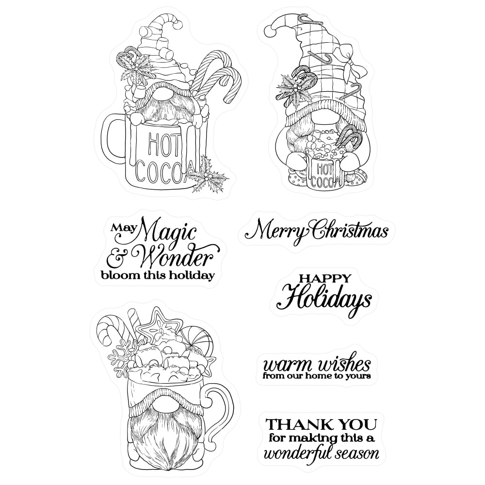 Cute Christmas Gnome Transparent Stamps/Stamp and Die Set (please order items separately)