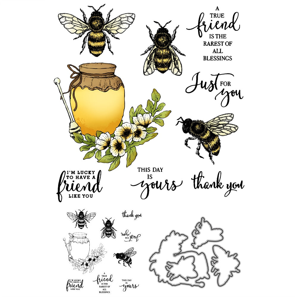 Busy Bees of Friendship Transparent Stamps/Stamp and Cutting Die Set, (please order items separately)