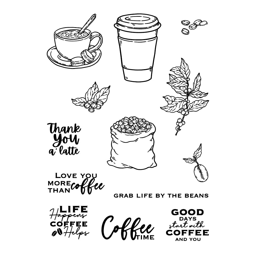 Coffee Time Transparent Stamps, Stamp and Die Set (please order items separately)