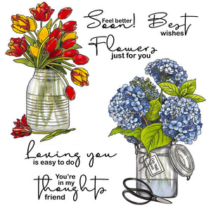 Stunning Vase of Flowers Transparent Stamps, Stamp and Die Set (please order items separately)