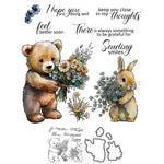 Bear and Bunny Sending Flowers Transparent Stamps, Stamp and Die Set (please order items separately)