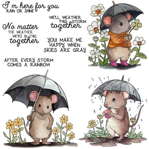 Rainy Day Cute Mouse Transparent Stamps, Stamp and Die Set (please order items separately)