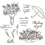 Umbrella with Flowers Transparent Stamps, Stamp and Die Set (please order items separately)