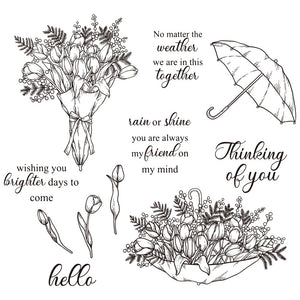 Umbrella with Flowers Transparent Stamps, Stamp and Die Set (please order items separately)