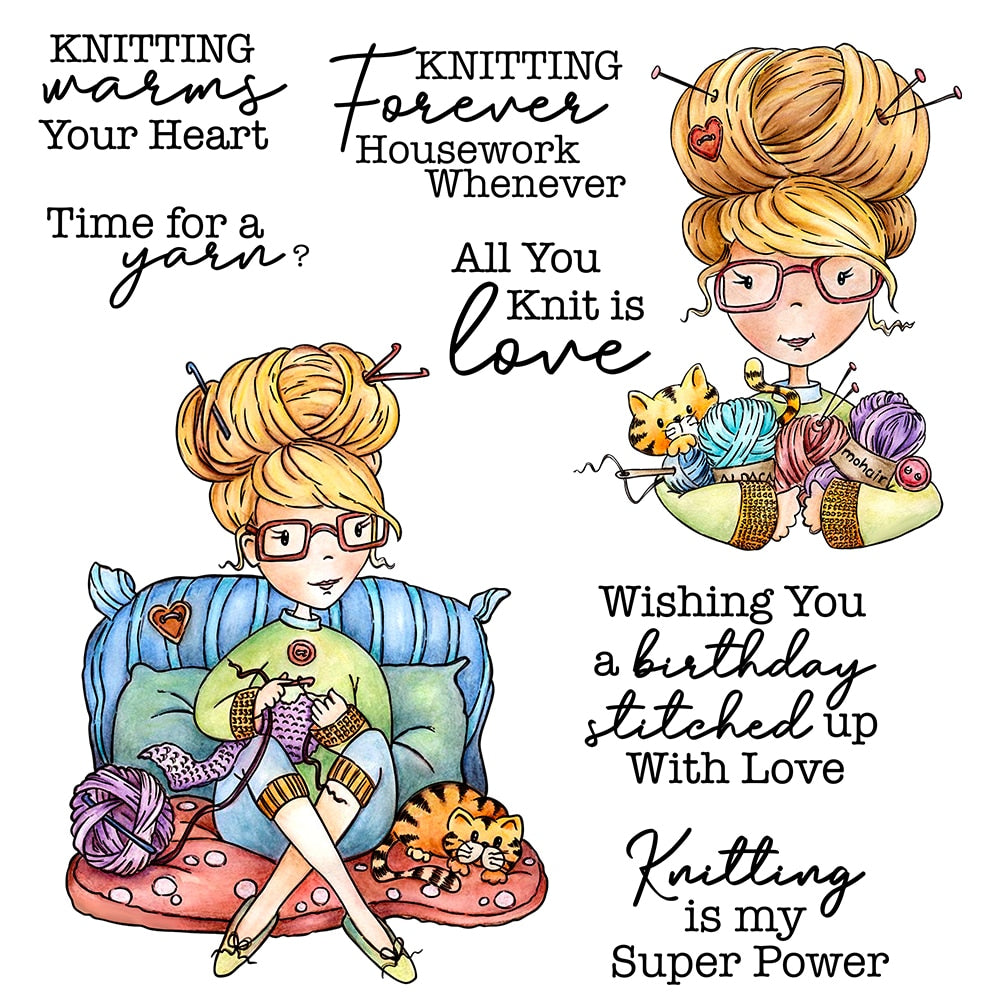 Knitting Time Transparent Stamps, Stamp and Die Set (please order items separately)