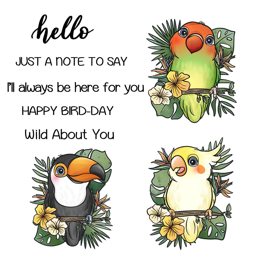 Lovable Birds in Trees Transparent Stamps, Stamp and Die Set (please order items separately)