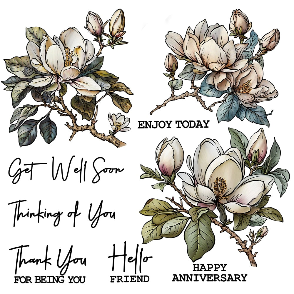 Magnificent Magnolias Transparent Stamps, Stamp and Die Set (please order items separately)