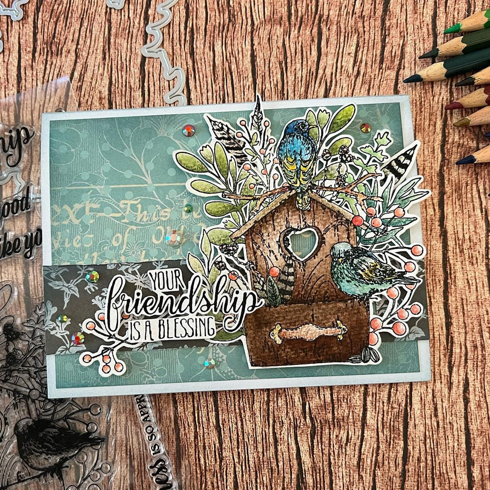 Birds of Friendship Transparent Stamps/Metal Cutting Die Set (please order items separately)