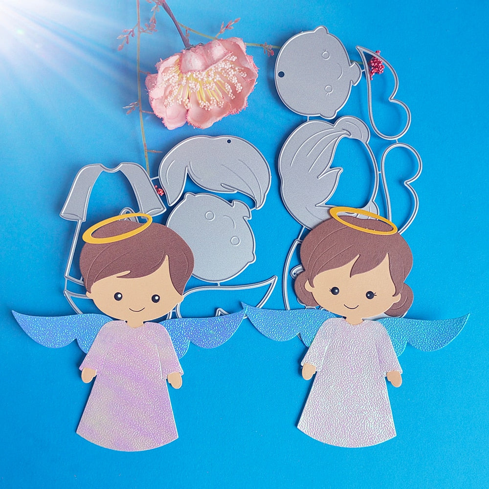 Delightful Boy/Girl Angels Metal Cutting Dies, Size on Description, (please order items separately)