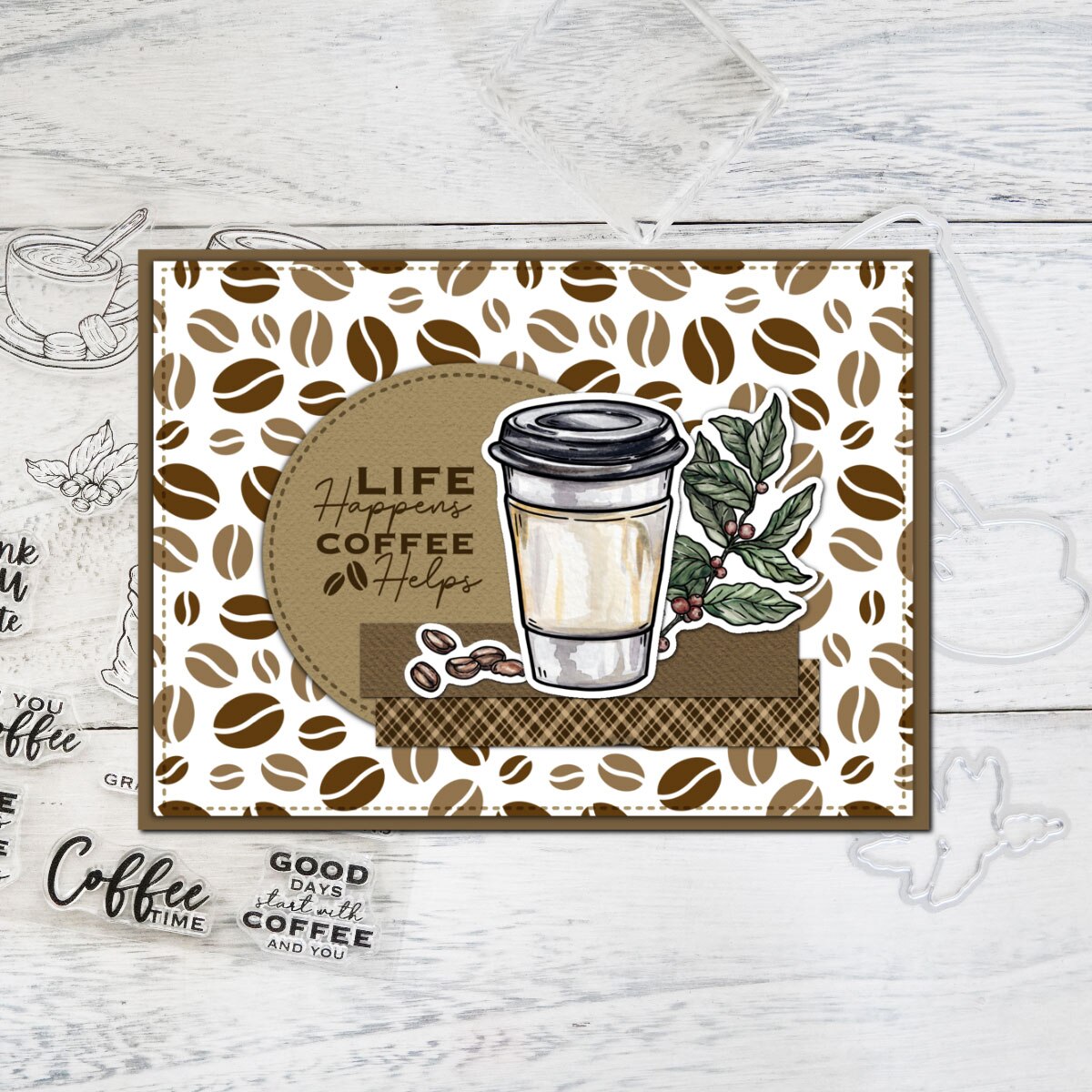 Coffee Time Transparent Stamps, Stamp and Die Set (please order items separately)