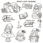 Gnomes Enjoy Reading Transparent Stamps, Stamp and Die Set (please order items separately)