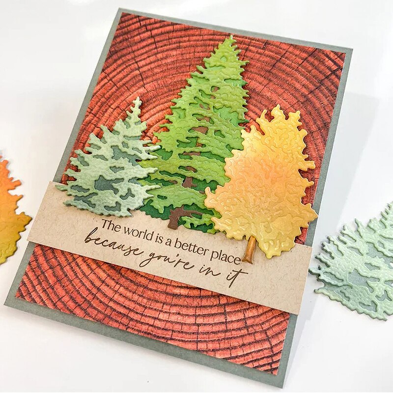Artistic Christmas Fir Trees Metal Cutting Dies, Size on Photo