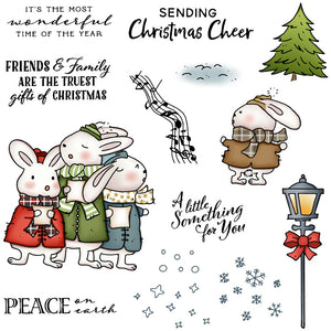 Bunnies Sending Christmas Cheer Transparent Stamps, Stamp and Die Set (please order items separately)