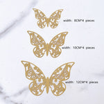 Golden Butterfly Decorations, Various Designs, 12-Piece Sets