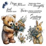 Bear and Bunny Sending Flowers Transparent Stamps, Stamp and Die Set (please order items separately)