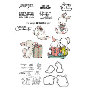 Bunny with Birthday Gifts Transparent Stamps, Stamp and Die Set (please order items separately)