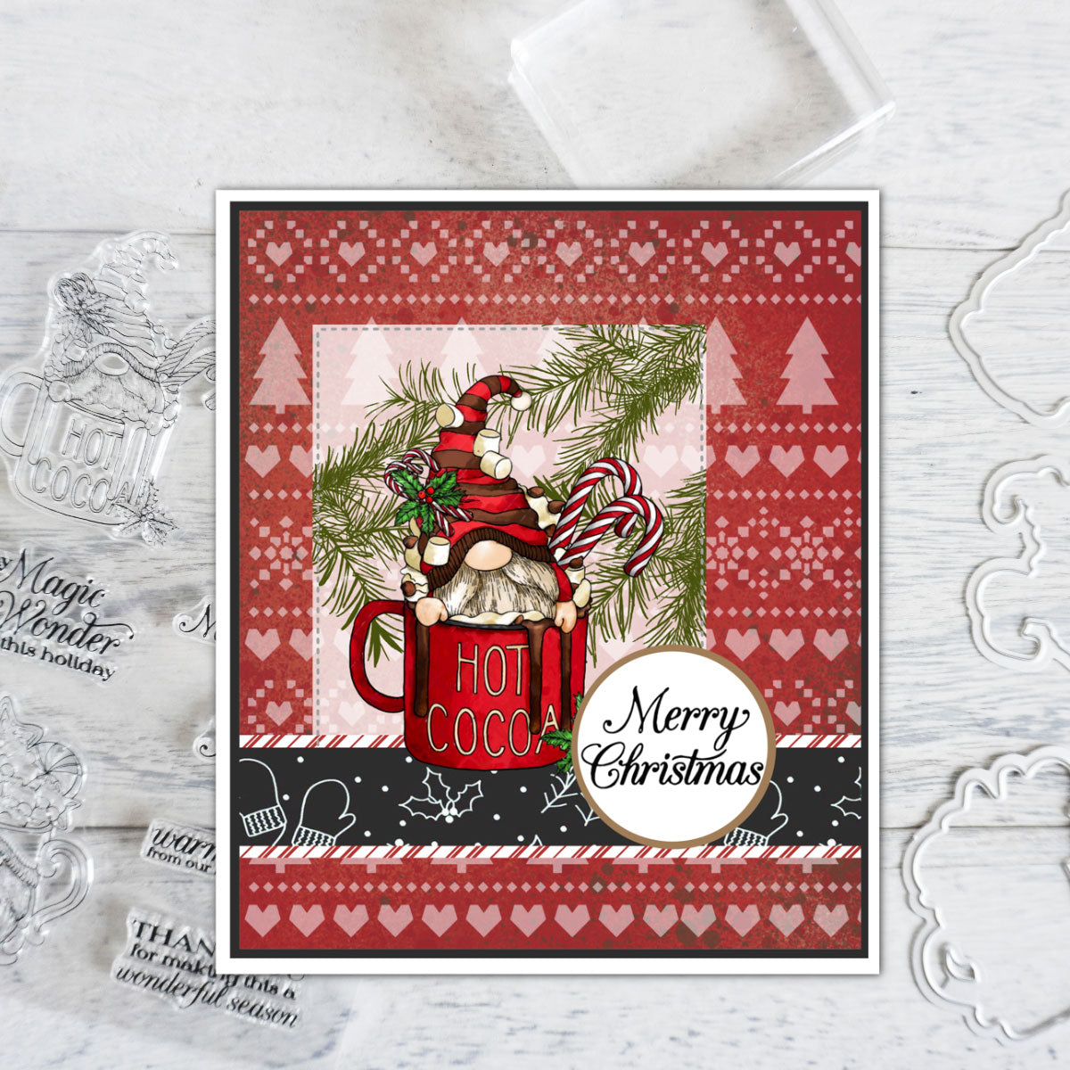 Cute Christmas Gnome Transparent Stamps/Stamp and Die Set (please order items separately)