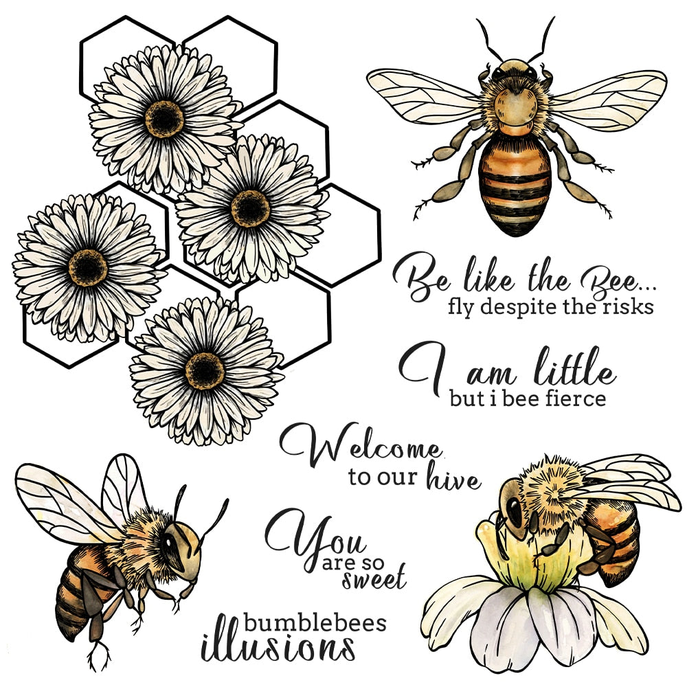 Sweet Honey Bees Transparent Stamps, Stamp and Die Set (please order items separately)