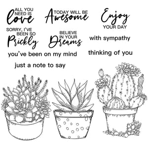 Charming Potted Cactus Plants Transparent Stamps, Stamp and Die Set (please order items separately)