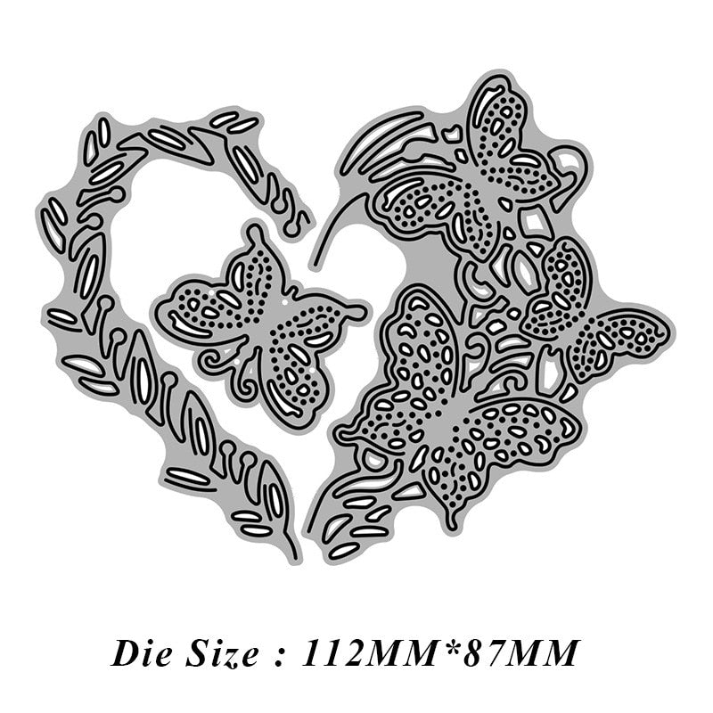 Enchanting Butterfly/Heart Metal Cutting Die, 11.2 cm x 8.7 cm/4.40 in x 3.42 in