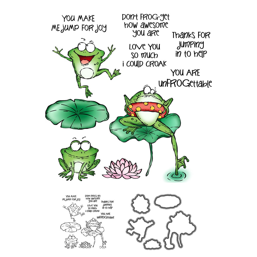 Hilarious Frogs Transparent Stamps, Stamp and Die Set (please order items separately)