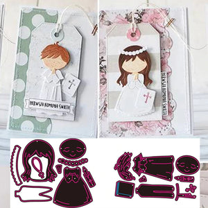 First Communion Girl/Boy Metal Cutting Dies, 7.2cm x 9.0cm/4.21 in x 4.53 in - Craft World 