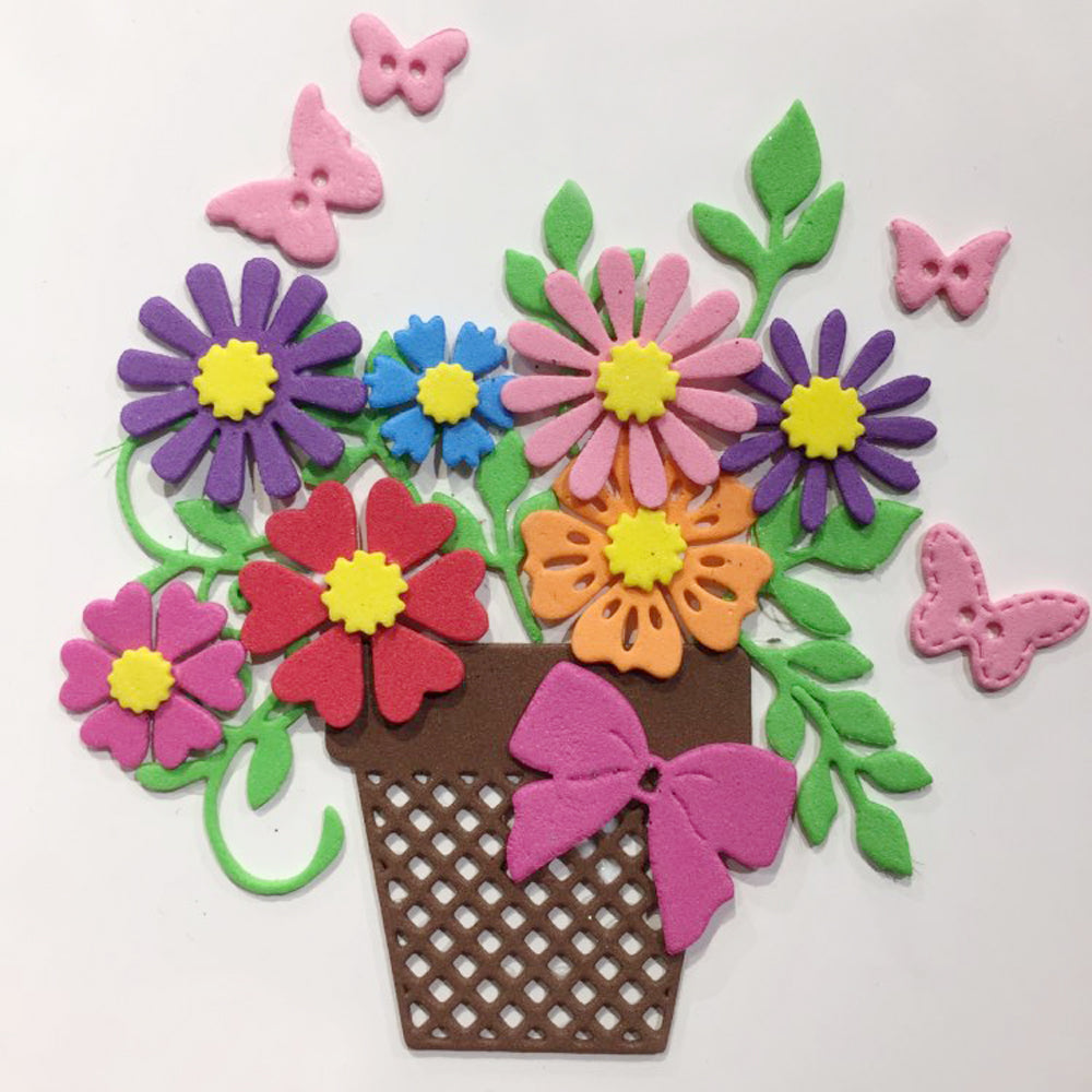 Flowerpot Full of Flowers Metal Cutting Die, 10.1 cm x 14.9 cm/3.97 in x 5.86 in