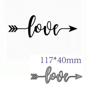 Love Word/Arrow Metal Cutting Die, 11.7 cm x 4 cm/4.60 in x 1.57 in - Craft World