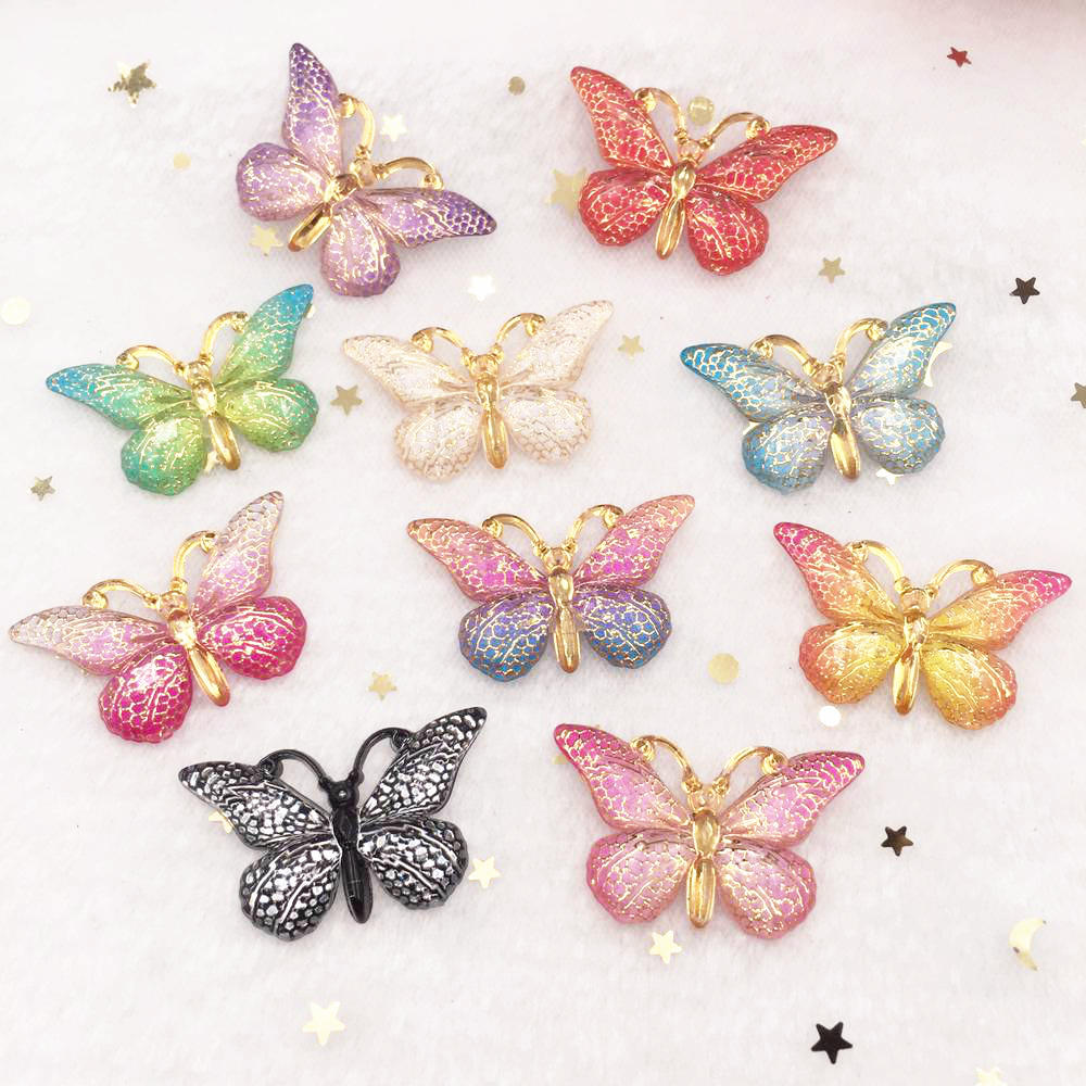 Pretty Resin Butterfly Buttons, 2.5 cm x 3.8 cm, 10 Pieces, Various Colours - Craft World