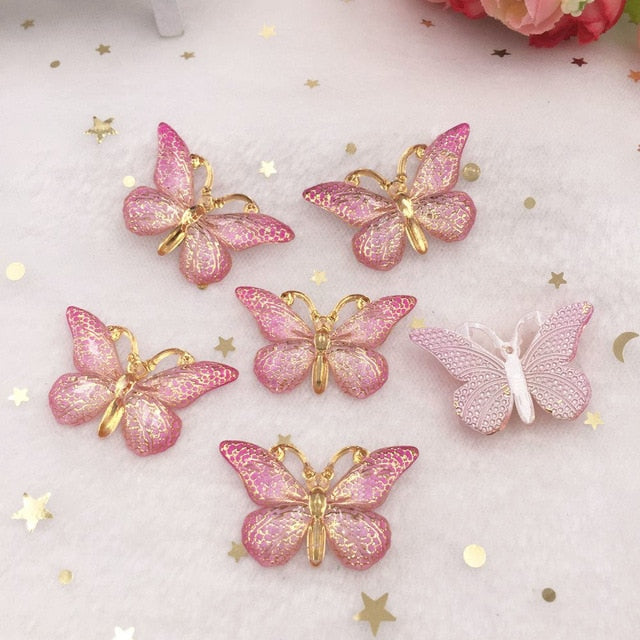 Pretty Resin Butterfly Buttons, 2.5 cm x 3.8 cm, 10 Pieces, Various Colours - Craft World