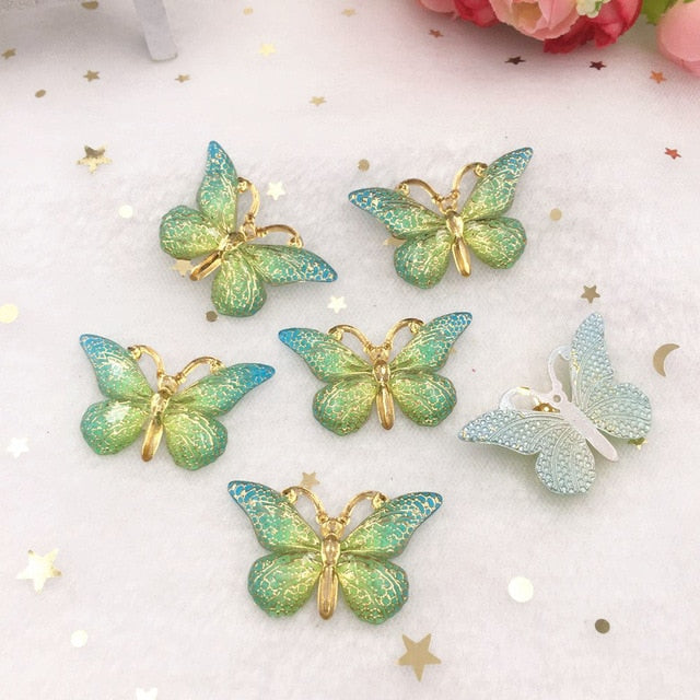 Pretty Resin Butterfly Buttons, 2.5 cm x 3.8 cm, 10 Pieces, Various Colours - Craft World