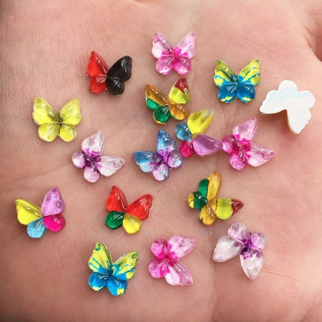 Graceful Resin Flat Back Button Butterflies, 10 mm, 80 Pieces - Craft World