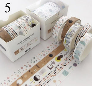 Washi Tape, Various Designs, 1 cm x 3 m x 5 Rolls - Craft World