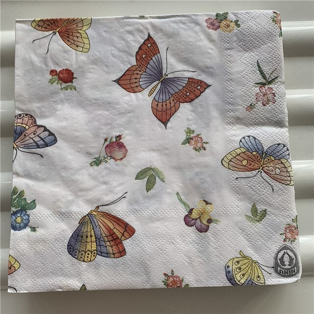 Decoupage Butterfly Napkin Paper, Various Designs, 16.5 cm x 16.5 cm, 20 Pieces, - Craft World