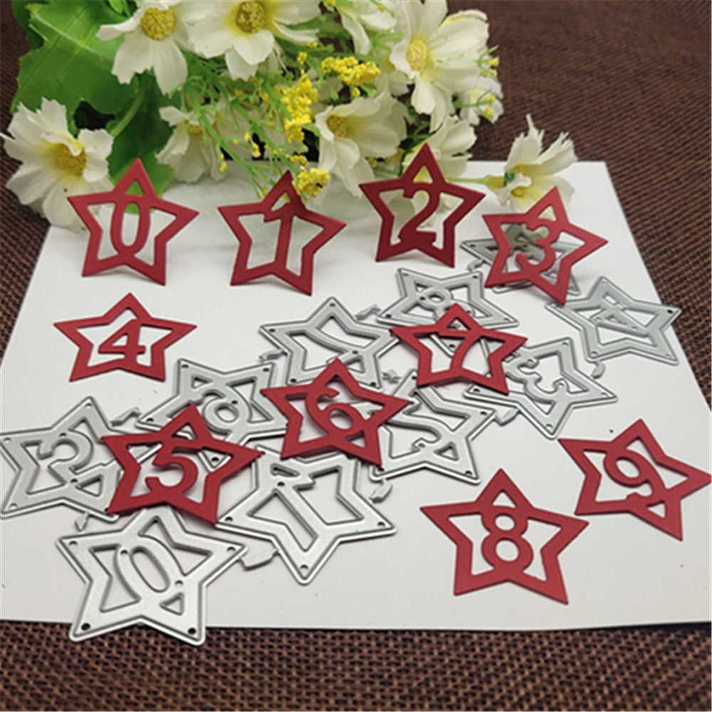 Stars With Numbers Metal Cutting Dies, (numbers 0-9),15.9 cm x 6.3cm/6.25 in x 2.48 in - Craft World