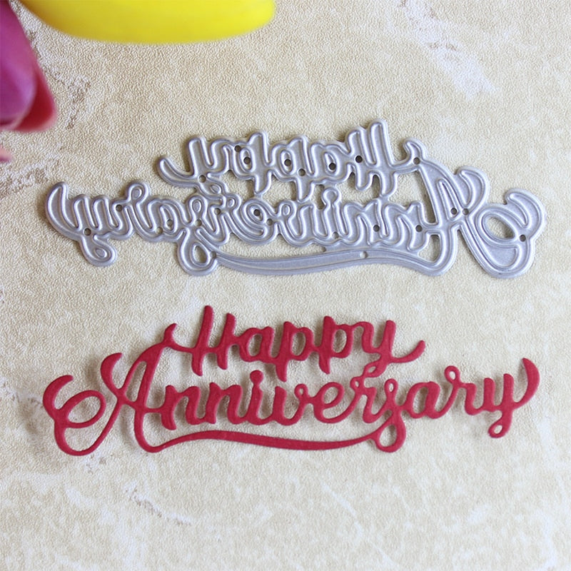 Happy Anniversary Metal Cutting Die, 8.5 cm x 2.5 cm - Craft World