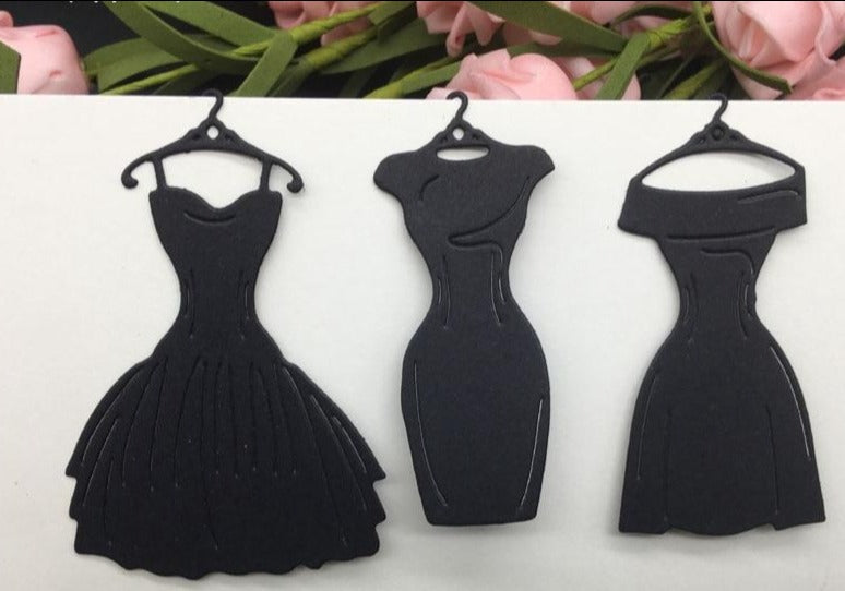 Party Dresses, 3 Piece Set, 4.8 cm x 7 cm. 2.2 cm x 6.1 cm, 3.2 cm x 6.4 cm - Craft World