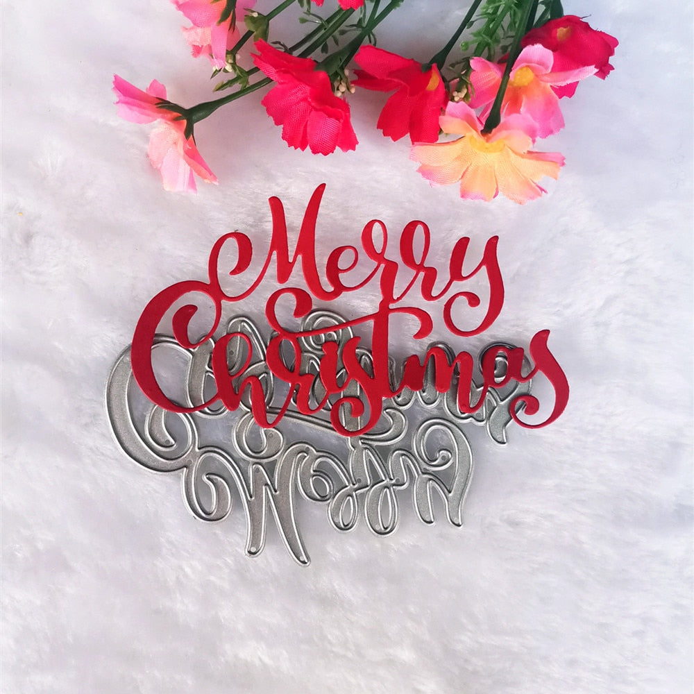 Gorgeous Merry Christmas Words Metal Cutting Die, 10.5 cm x 6.2 cm/4.13 in x 2.44 in - Craft World