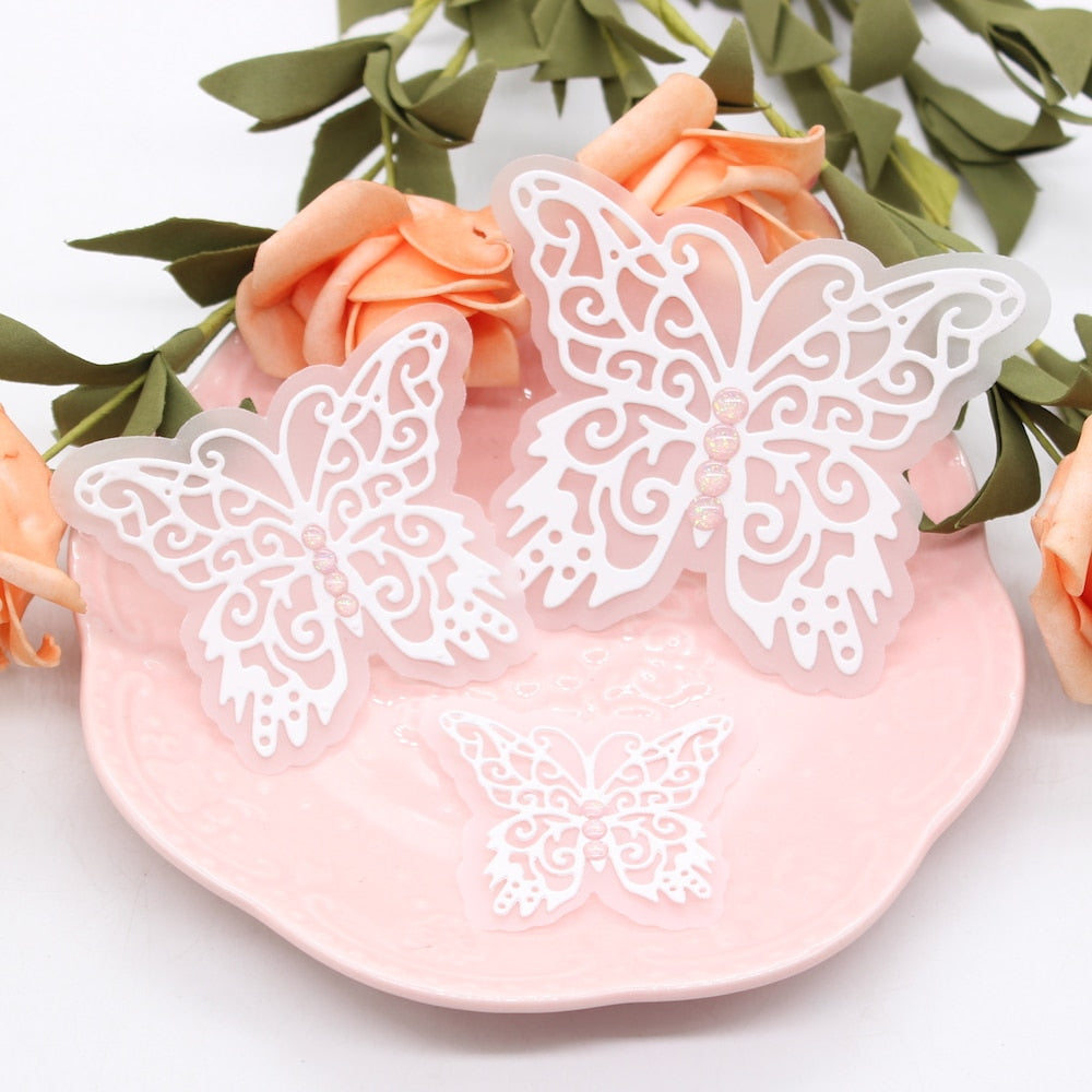 Three Elegant Butterflies Metal Cutting Dies, 3 Pieces (sizes on photo) - Craft World