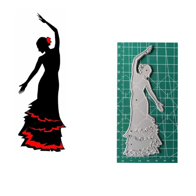 Flamenco Dancing Ladies Metal Cutting Dies, Three Designs, Size on Photos - Craft World 