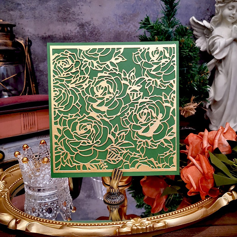 Gold Rose Metal Cutting Die, 15 cm x 15 cm/5.90 in x 5.90 in - Craft World 