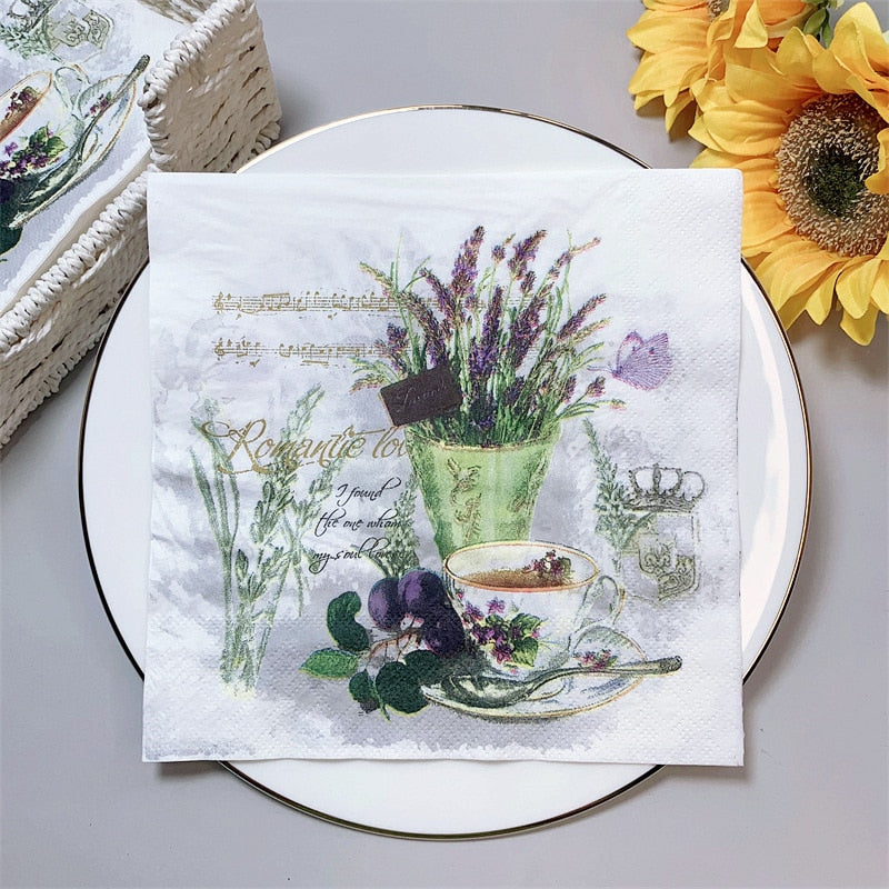 Lavender Afternoon Tea Decoupage Paper, 33 cm x 33 cm, 20 Pieces - Craft World 