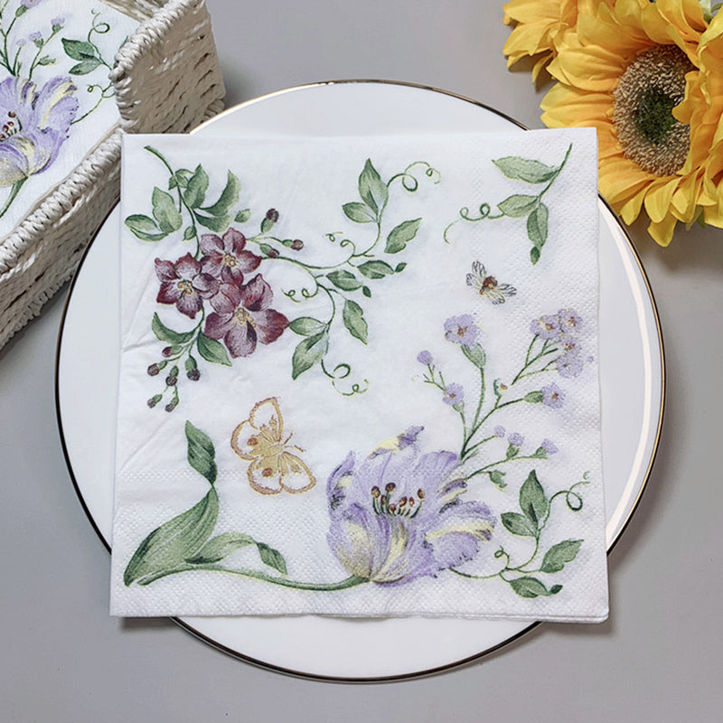 Wispy Flower/Butterfly Decoupage Paper, 33 cm x 33 cm, 20 Pieces - Craft World 
