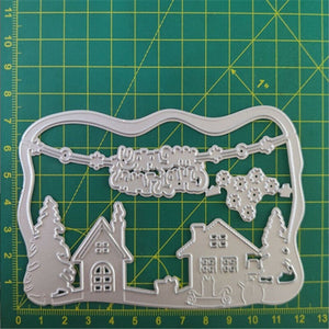 Christmas Street Scene Metal Cutting Die, 12 cm x 7.5 cm/4.72 in x 2.95 in - Craft World