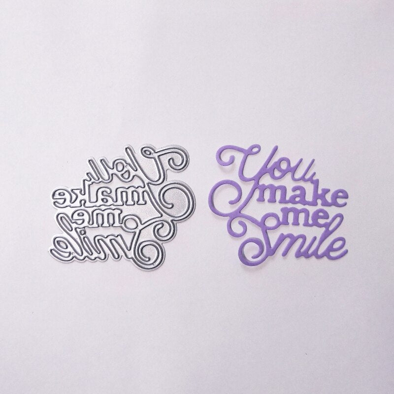 You Make Me Smile Words Metal Cutting Die, 6.4 cm x 5.5 cm/2.51 in x 2.16 in - Craft World